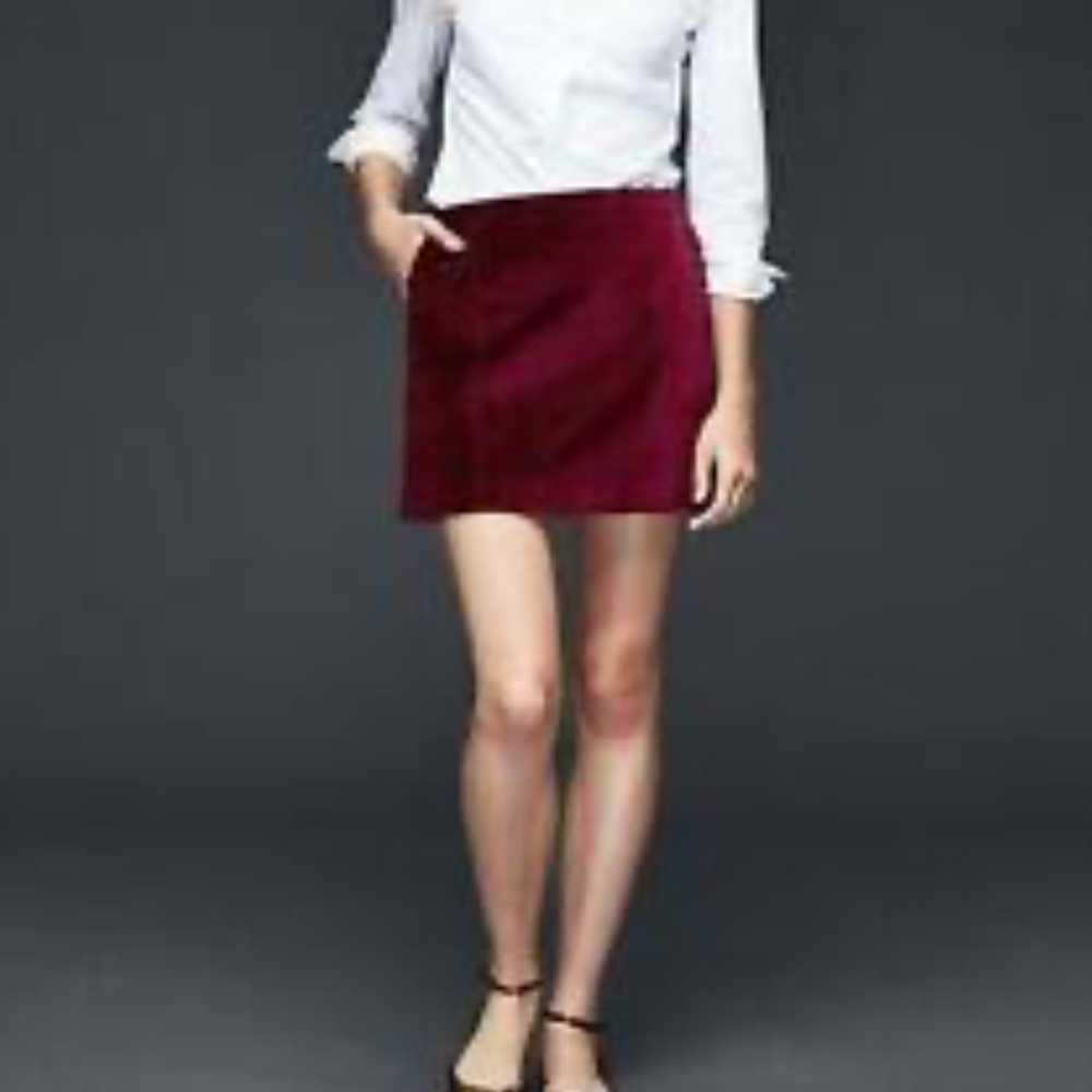 Burgundy Velvet Mini Skirt
